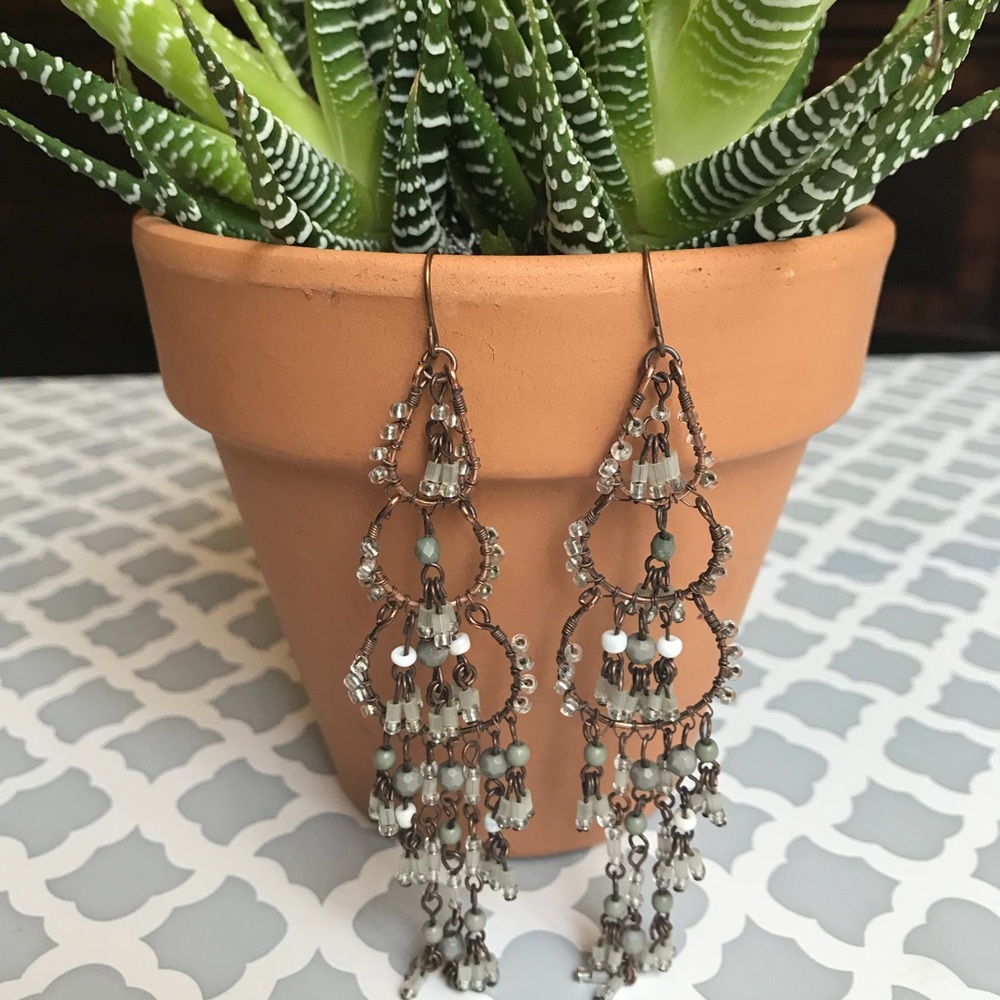 Long bead drop earrings
